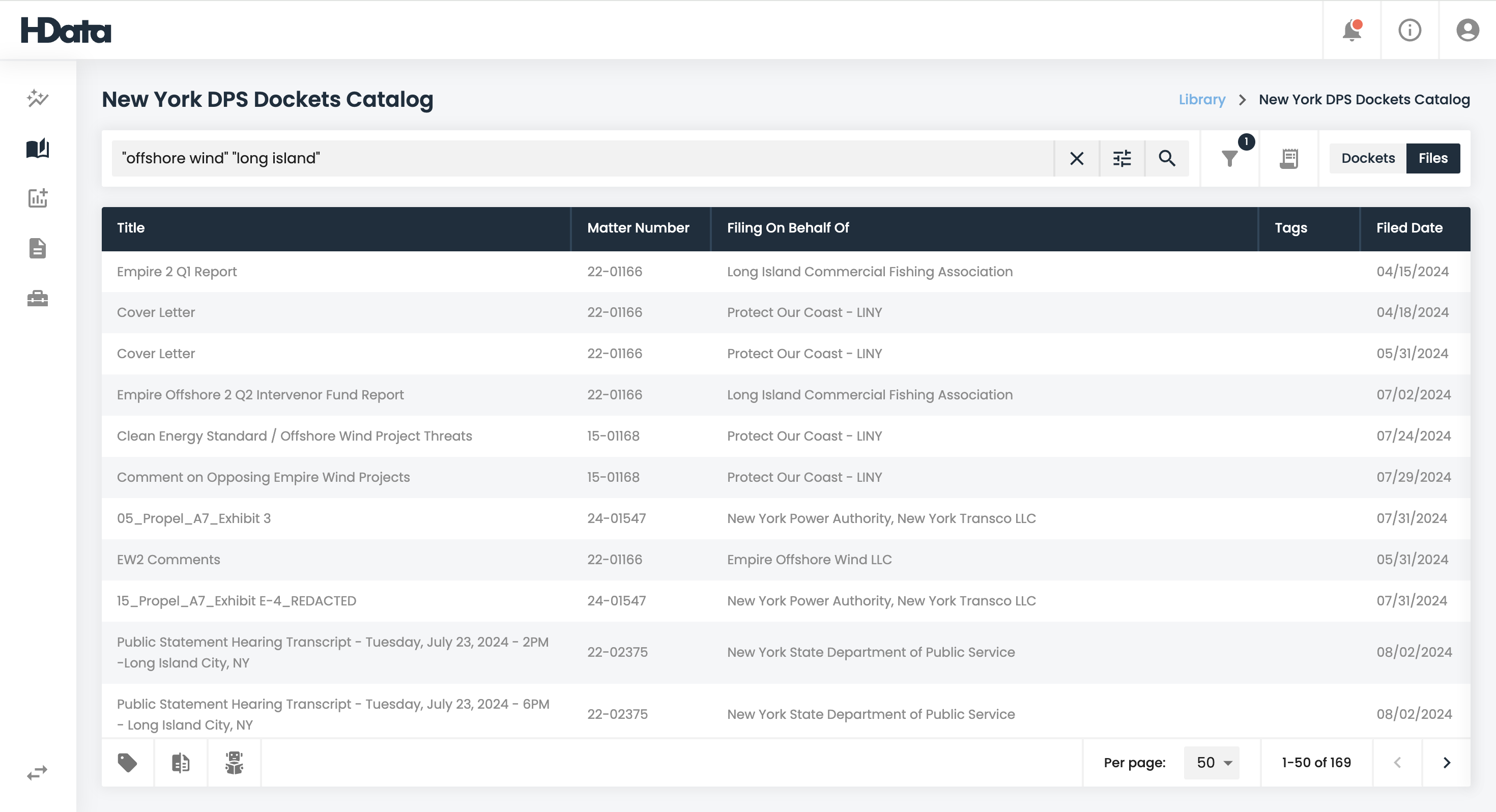 HData New York Docket Catalog